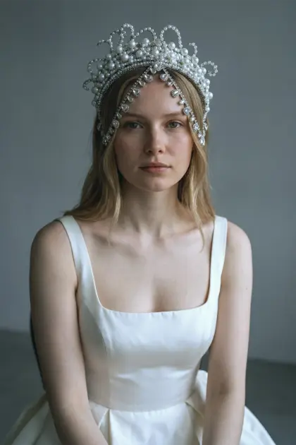 Lunaperla Taç İncili Gelin Tacı