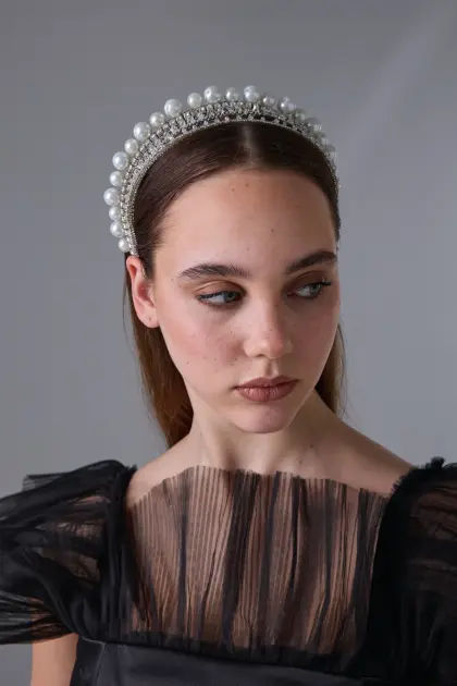 Bianca Taç İncili Gelin Tacı