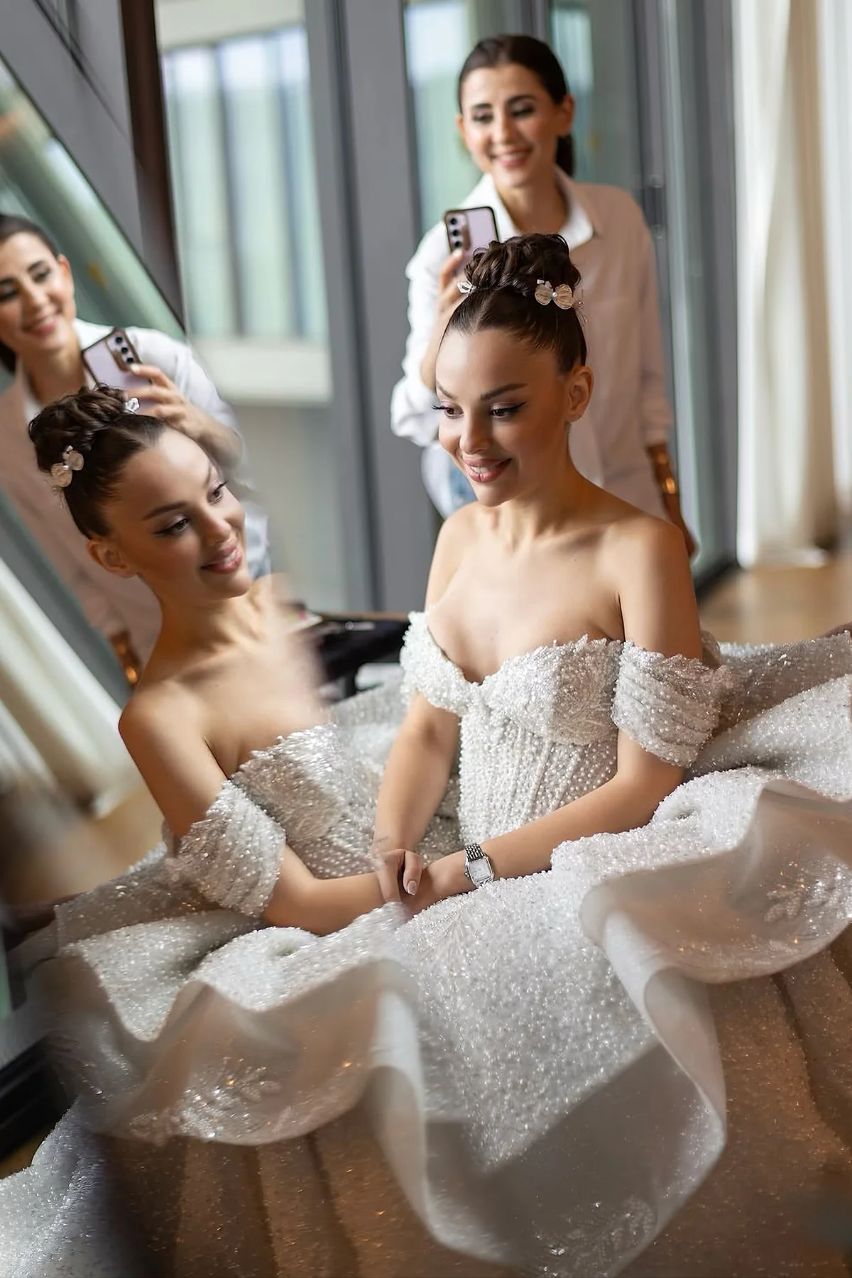 Eva Firkete Toka Set çiçekli gelin tokası