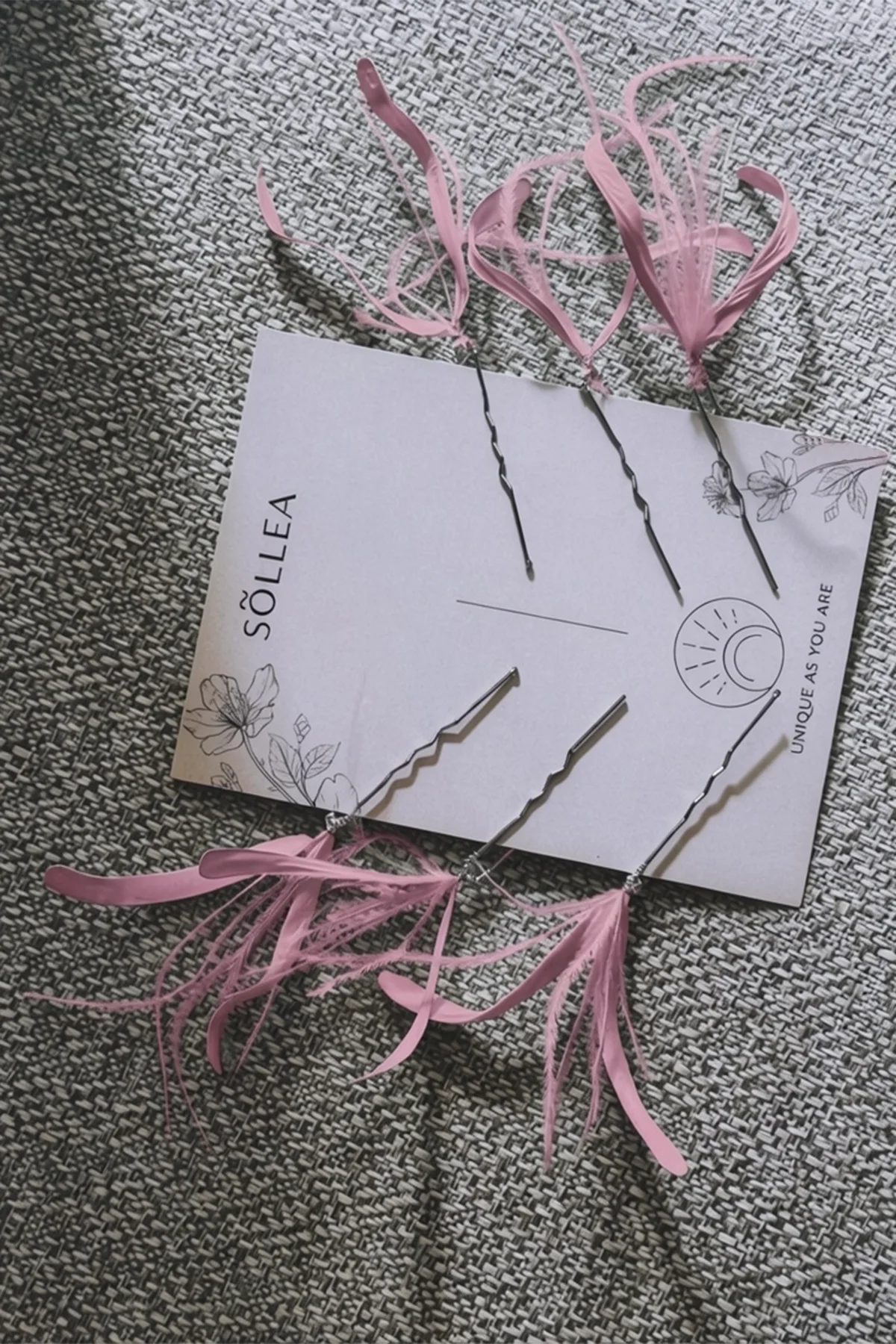 Darla Firkete Toka Set Pembe Tüylü Gelin Topuz Tokası