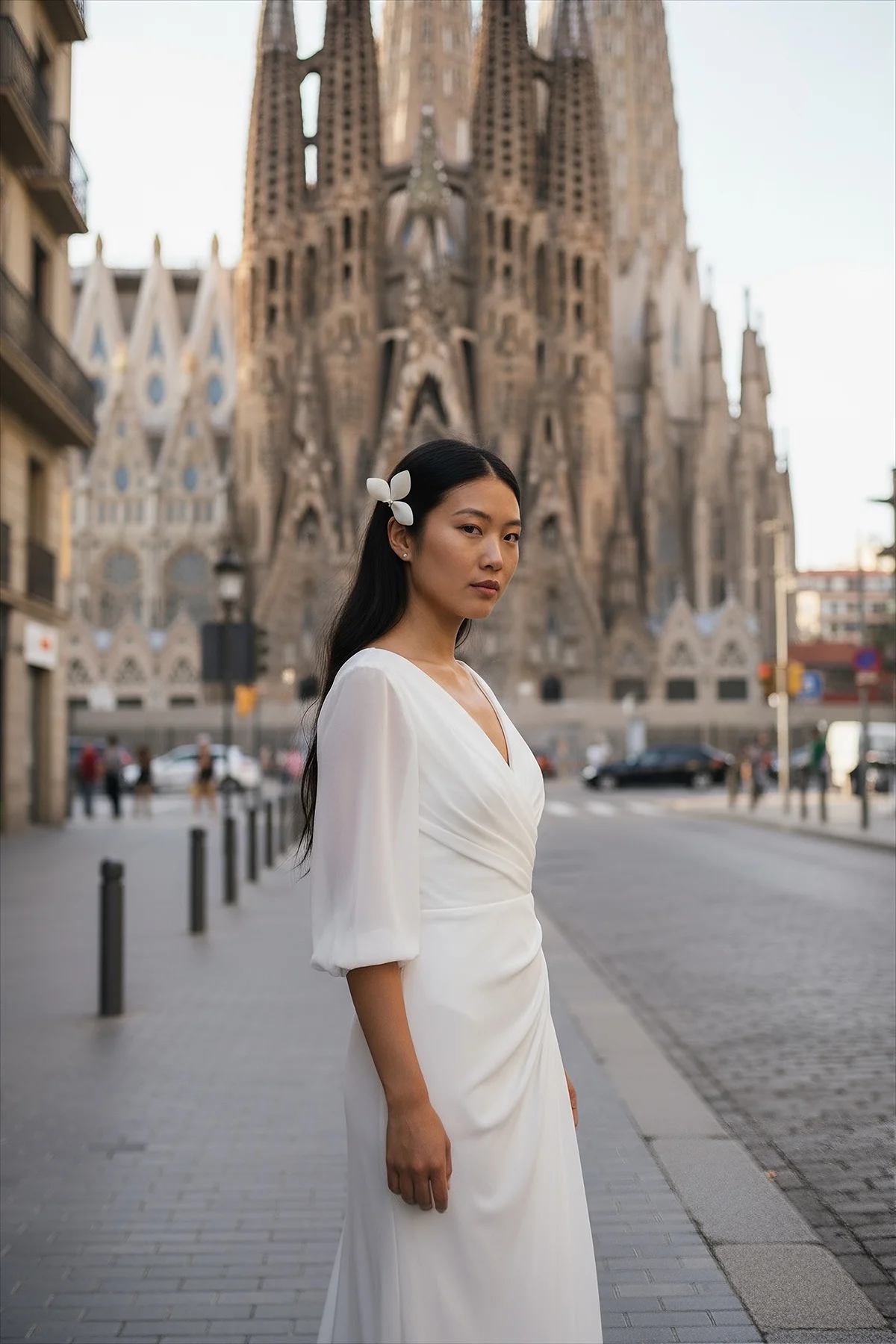 Karmen Medium Firkete Toka Set Kumaş çiçek gelin topuz tokası