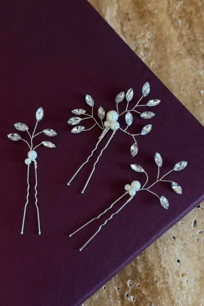 Pearl Firkete Toka Set Gelin topuz tokası