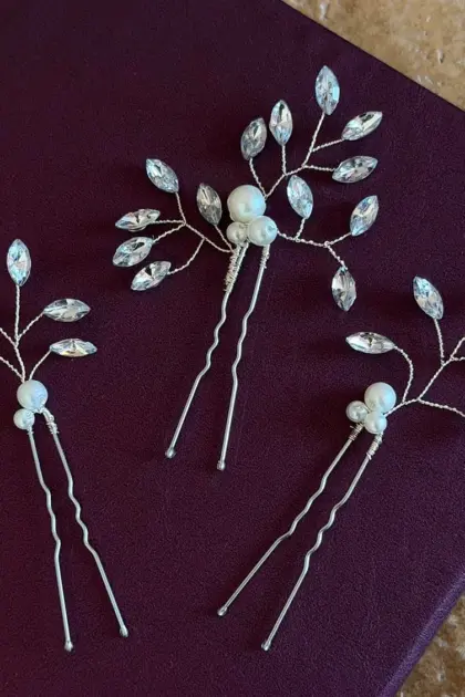 Pearl Firkete Toka Set Gelin topuz tokası