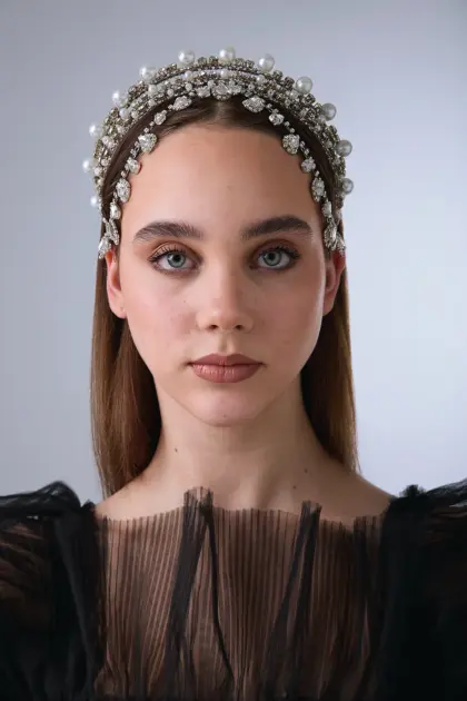Faye Taç Taşlı Gelin Tacı