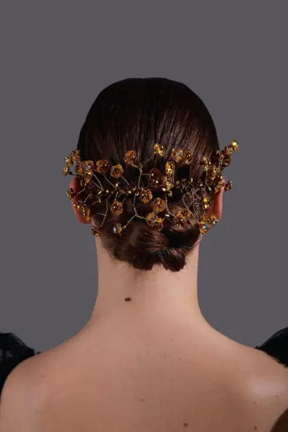 Petale Saç Aksesuarı Gold Çiçekli gelin saç aksesuarı