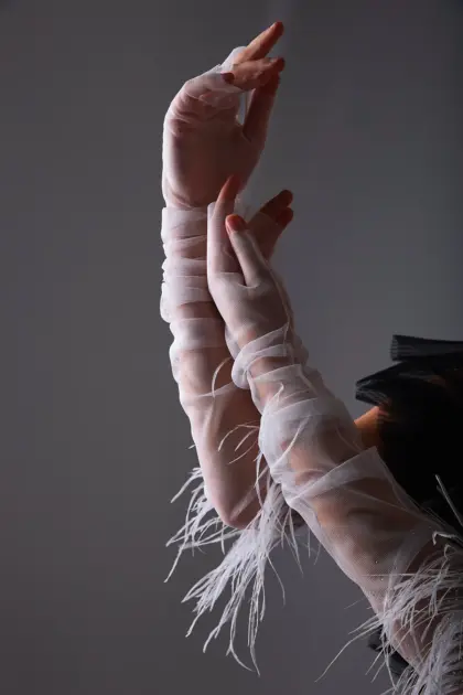 Viona Eldiven Tüylü Gelin Eldiveni